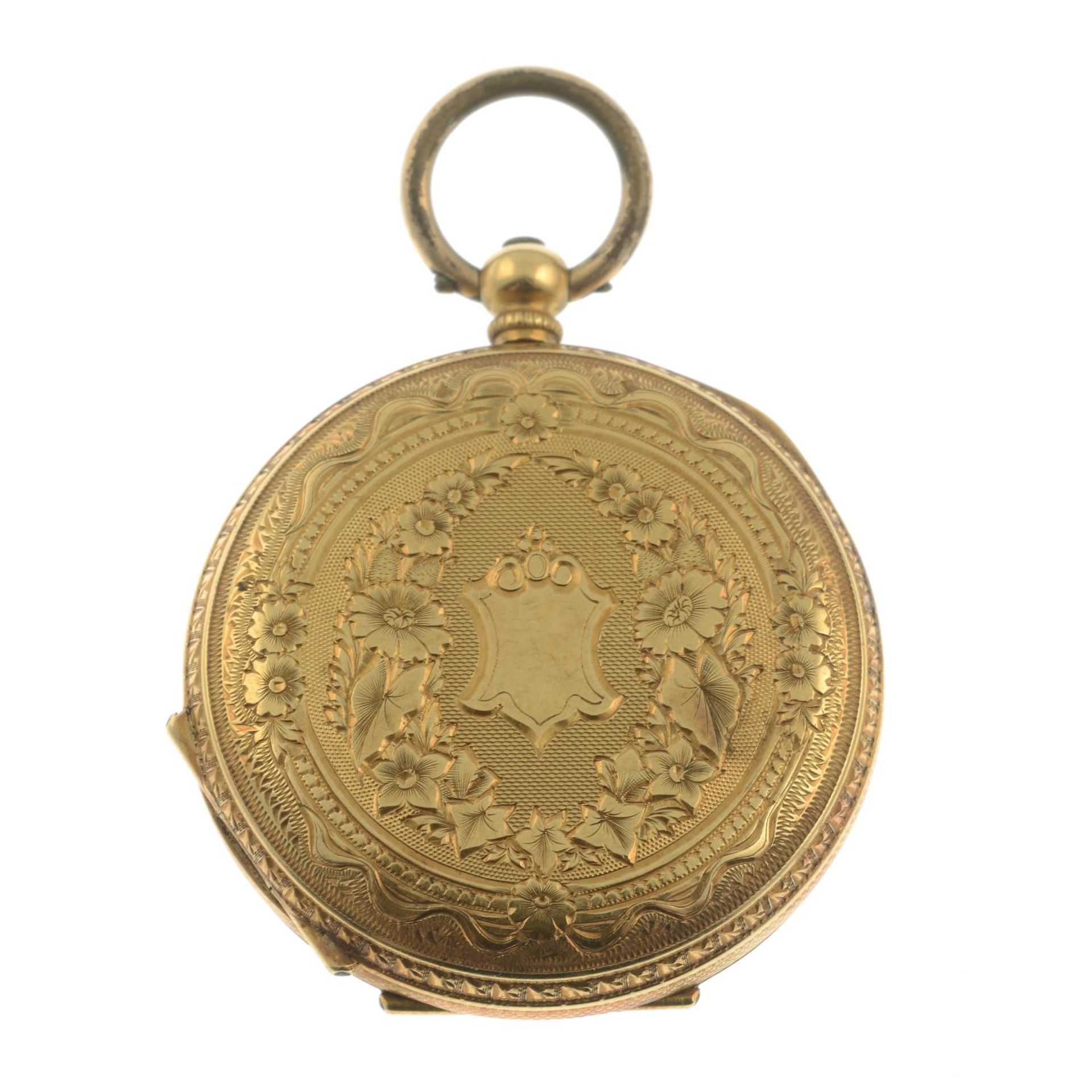 A late 19th century 18ct gold enamel pocket watch. - Image 2 of 2