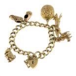 A 1960s 9ct gold charm bracelet,