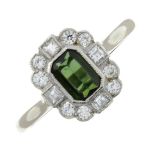 A green tourmaline ring,