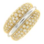 An 18ct gold pave-set diamond dress ring.Estimated total diamond weight 1.50cts,