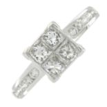 An 18ct gold square-shape diamond cluster ring,