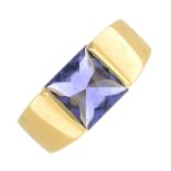 An amethyst 'Tank' ring, by Cartier.Signed Cartier, E52743.Stamped 750.Ring size M1/2.