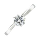 A brilliant-cut diamond single-stone ring.Diamond weight 0.50ct,