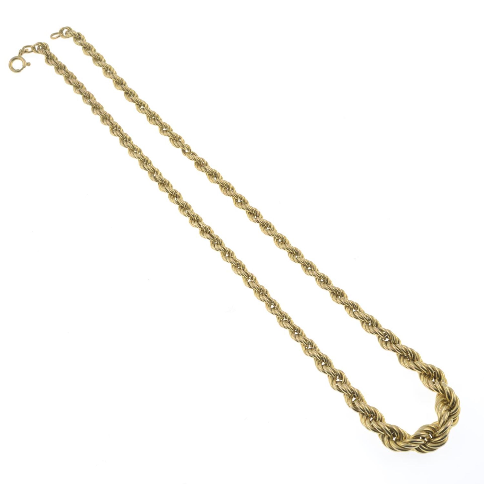 A 1970s 9ct gold graduated fancy-link necklace.Import marks for London, 1977.Length 48cms. - Image 2 of 2