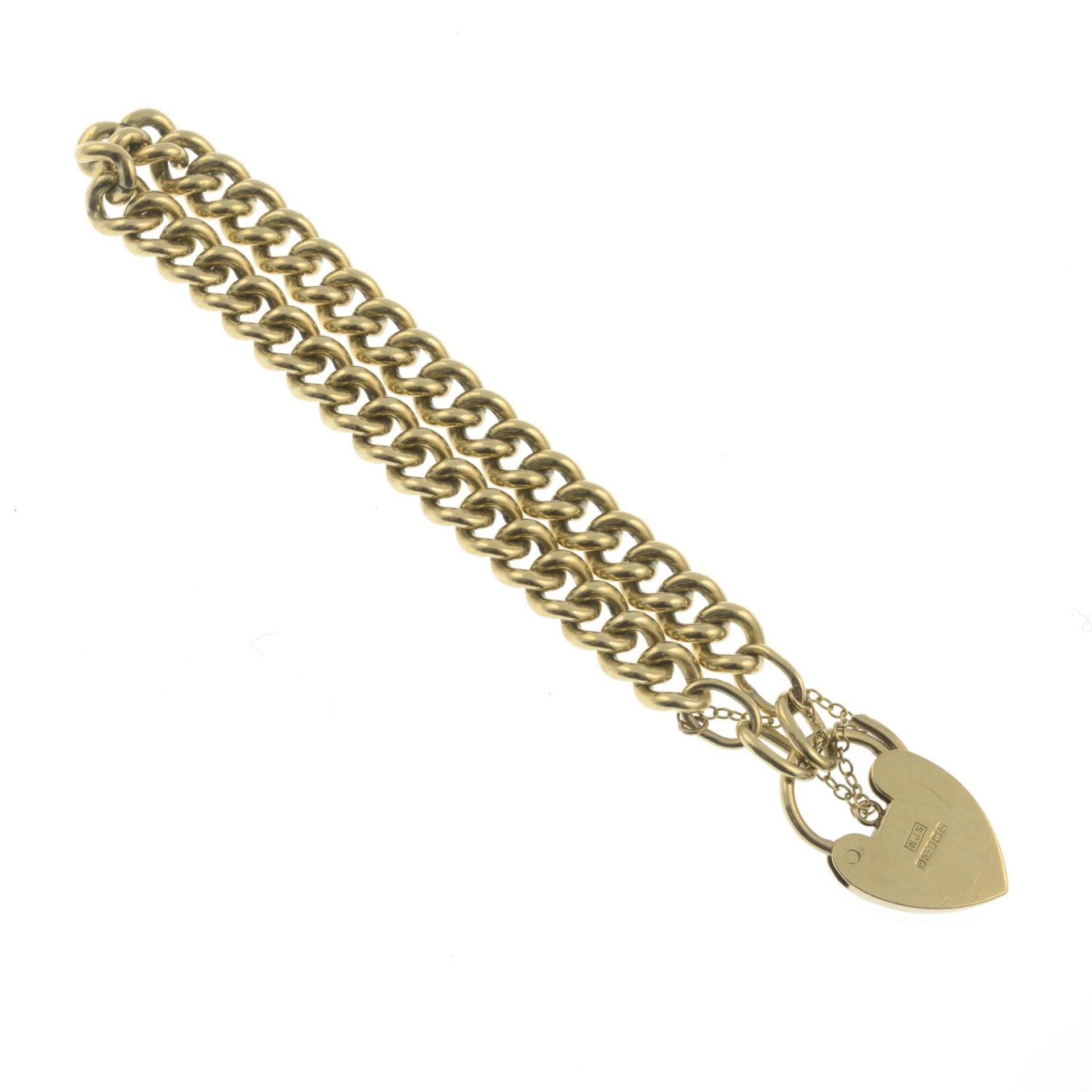 A 9ct gold curb-link bracelet, with heart-shape padlock clasp. - Image 2 of 2