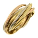 An 18ct tri-colour gold 'Trinity' ring,