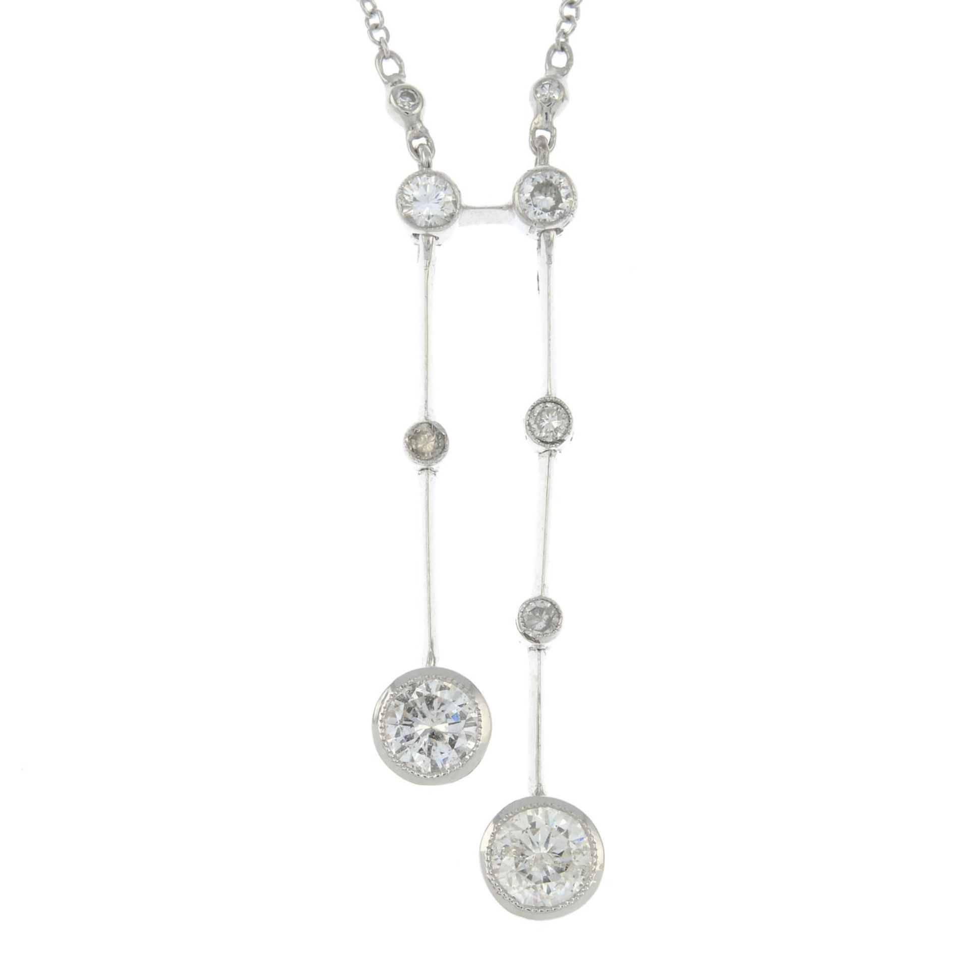 A brilliant-cut diamond negligee pendant,
