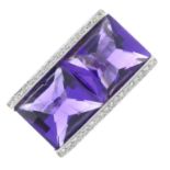 An amethyst and brilliant-cut diamond dress ring.Total amethyst calculated weight 18.62cts,