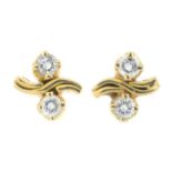 A pair of brilliant-cut diamond earrings.Estimated total diamond weight 0.25ct.Length 0.8cm.