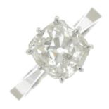 An old-cut diamond single-stone ring.Estimated diamond weight 1.35cts,