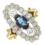 A sapphire and brilliant-cut diamond dress ring.Sapphire calculated weight 0.70ct,