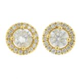 A pair of 18ct gold brilliant-cut diamond cluster earrings.Estimated total principal diamond weight