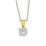 A brilliant-cut diamond single-stone pendant,