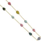 An 18ct gold vari-hue tourmaline necklace.Hallmarks for Sheffield.