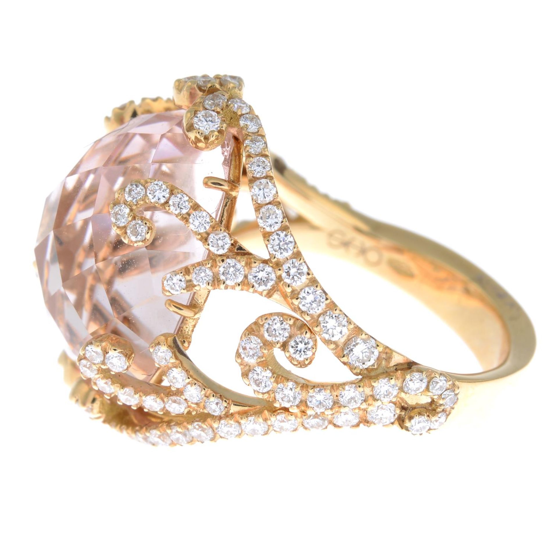 An 18ct gold morganite and brilliant-cut diamond dress ring.Morganite weight 7.76cts.Diamond weight - Image 2 of 3