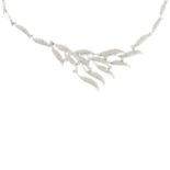 An 18ct gold brilliant-cut diamond foliate necklace,