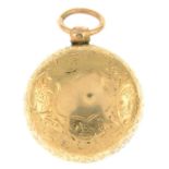 An Edwardian 15ct gold engraved sovereign holder.Hallmarks for Birmingham, 1902.Length 4.6cms.