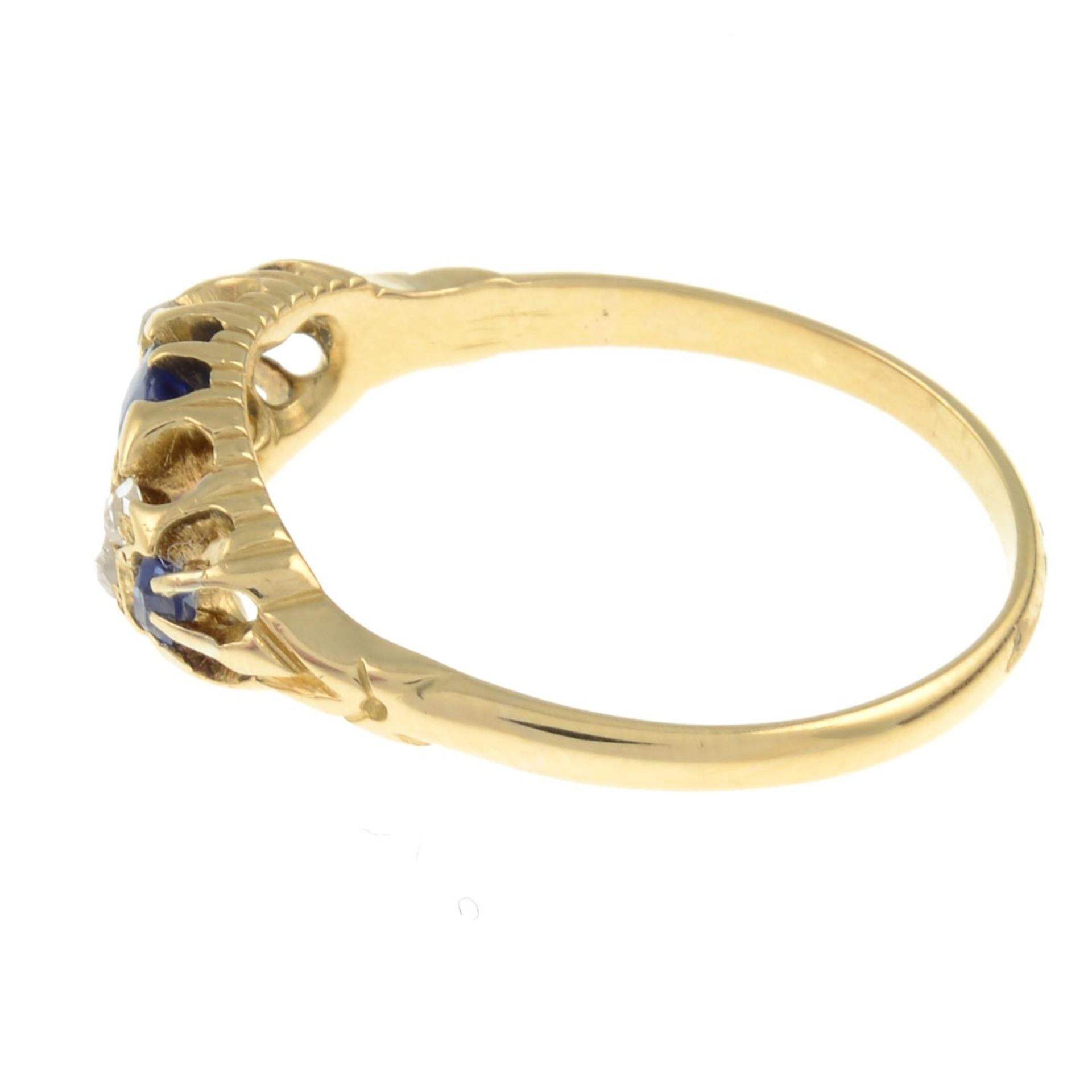 A late Victorian 18ct gold sapphire and rose-cut diamond ring.Hallmarks for Birmingham, - Image 2 of 3