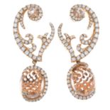 A pair of 18ct gold morganite and brilliant-cut diamond drop earrings,