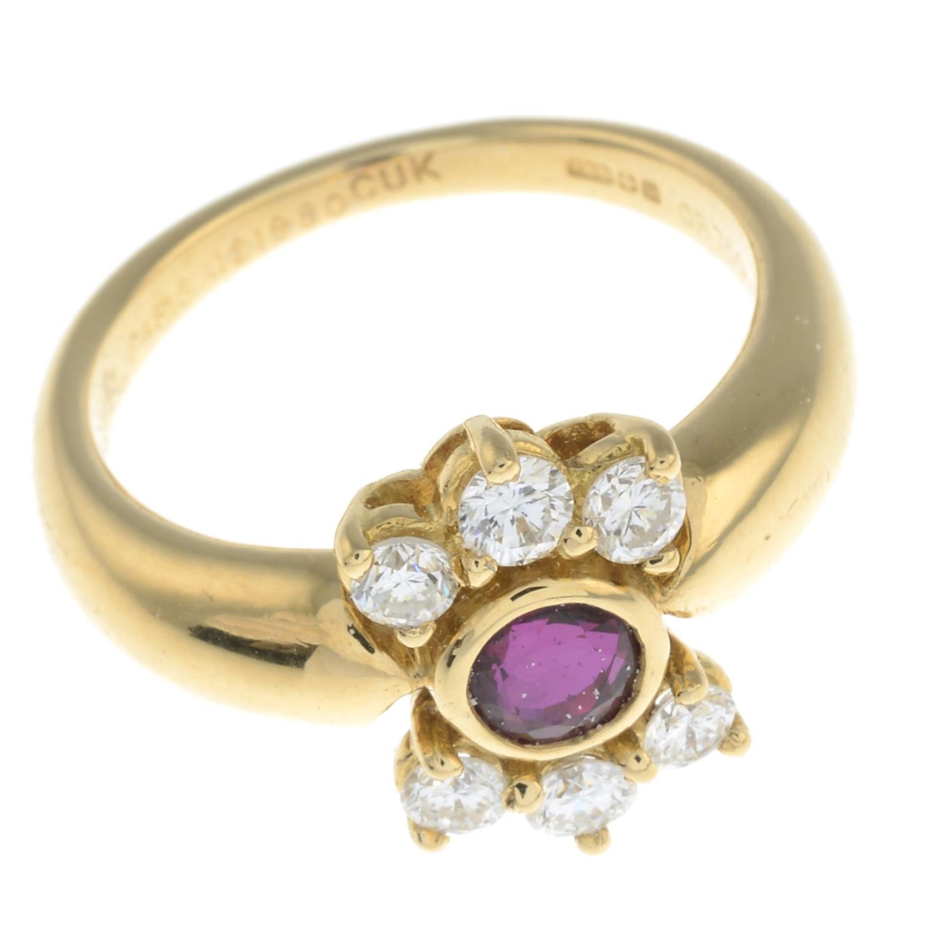 An 18ct gold ruby and brilliant-cut diamond dress ring, - Image 2 of 3