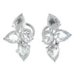 A pair of 18ct gold white sapphire 'Beneath the Rose' earrings.Largest sapphire calculated weight