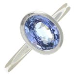 A sapphire single-stone ring.Sapphire calculated weight 1.83cts,