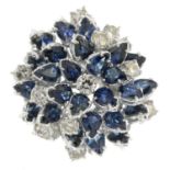 A sapphire and brilliant-cut diamond cluster ring.Estimated total diamond weight 2cts,