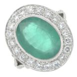 An 18ct gold emerald and brilliant-cut diamond dress ring,