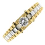 A gentleman's 18ct gold brilliant-cut diamond single-stone ring.Estimated diamond weight 0.25ct,