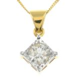 An illusion-set brilliant-cut diamond single-stone pendant,