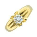A gentleman's 18ct gold brilliant-cut diamond single-stone ring.Estimated total diamond weight