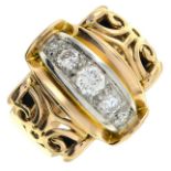 An 18ct gold brilliant-cut diamond dress ring.Estimated total diamond weight 0.50ct.Hallmarks for