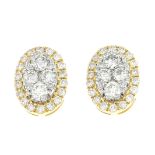 A pair of 18ct gold brilliant-cut diamond oval-shape earrings.Total diamond weight 0.50ct,