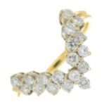 An 18ct gold brilliant-cut diamond chevron band ring.Estimated total diamond weight 0.70ct,