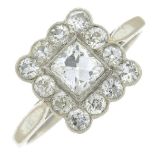 A vari-cut diamond cluster ring.Estimated total diamond weight 0.75ct,