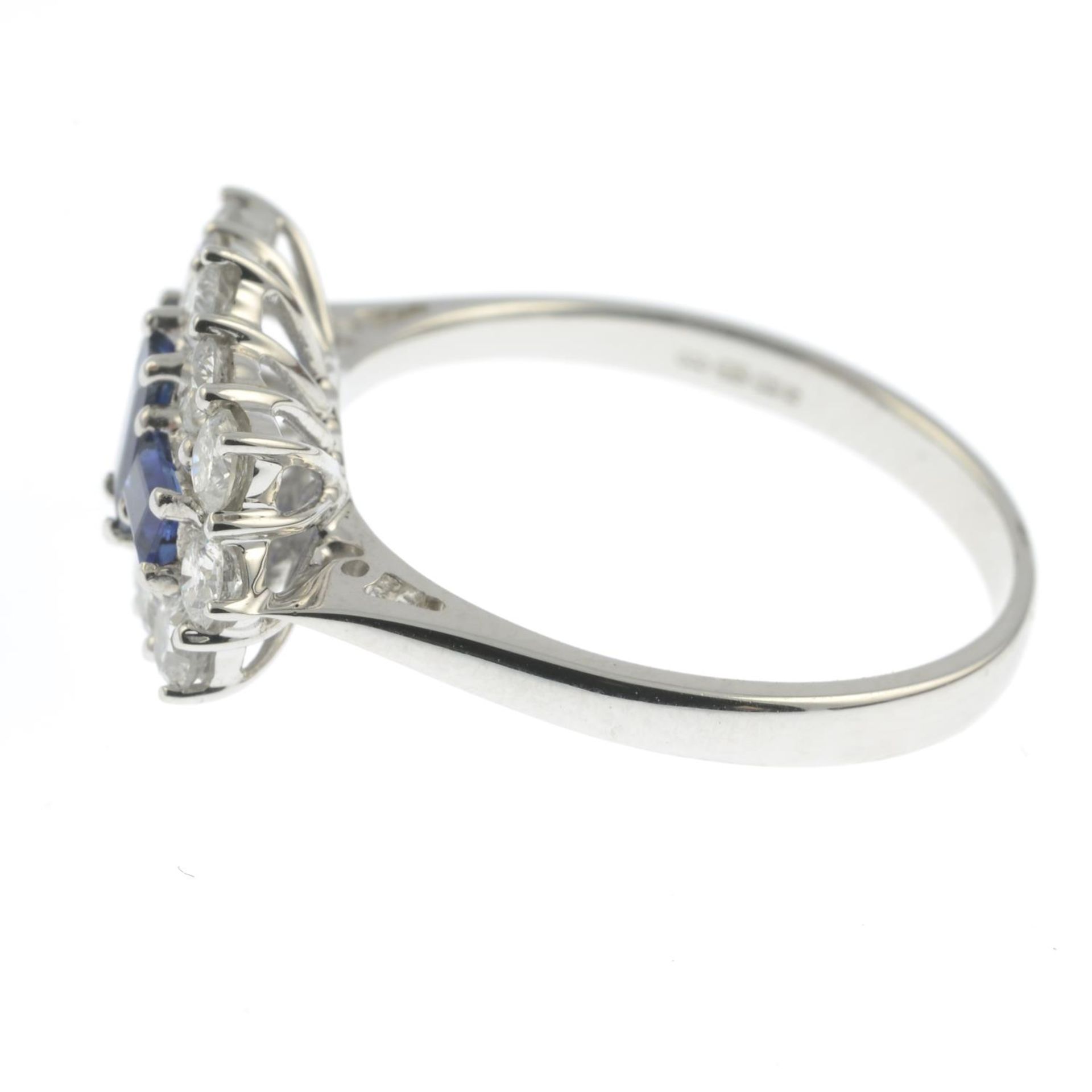 An 18ct gold sapphire and brilliant-cut diamond dress ring.Total sapphire weight 0.56ct.Total - Image 2 of 3