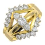 A brilliant-cut diamond dress ring.