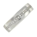 A palladium brilliant-cut diamond band ring.Estimated total diamond weight 0.25ct.Hallmarks for