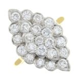An 18ct gold brilliant-cut diamond marquise-shape dress ring.
