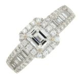 An 18ct gold vari-cut diamond dress ring.Total diamond weight 1.10cts,