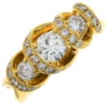 A brilliant-cut diamond dress ring.Principal diamond weight 0.51ct,