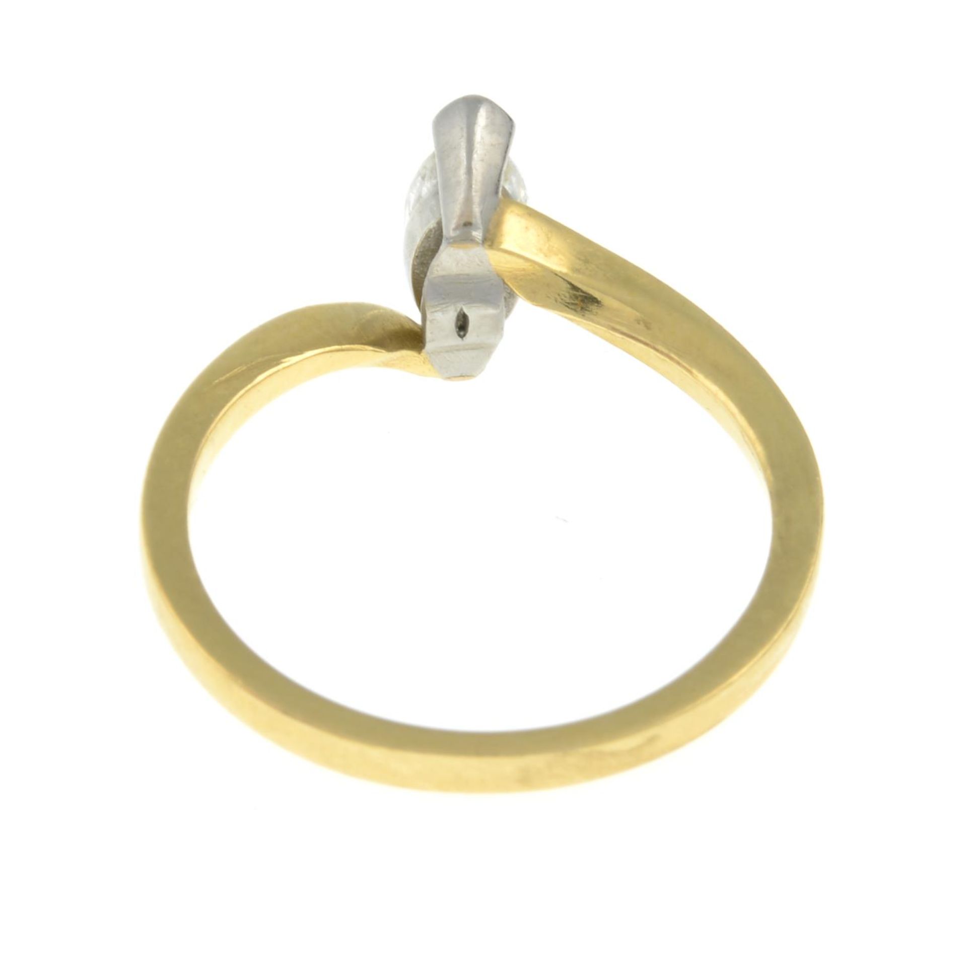 An 18ct gold marquise-shape diamond single-stone ring.Diamond weight 0.55ct stamped to band, - Image 3 of 3