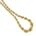 A 1970s 9ct gold graduated fancy-link necklace.Import marks for London, 1977.Length 48cms.