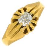 A gentleman's early 20th century 18ct gold old-cut diamond single-stone ring.Estimated diamond