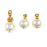 A set of 18ct gold baroque pearl and brilliant-cut diamonds jewellery,