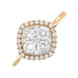 An 18ct gold brilliant-cut diamond square-shape cluster ring.Total diamond weight 0.78ct,