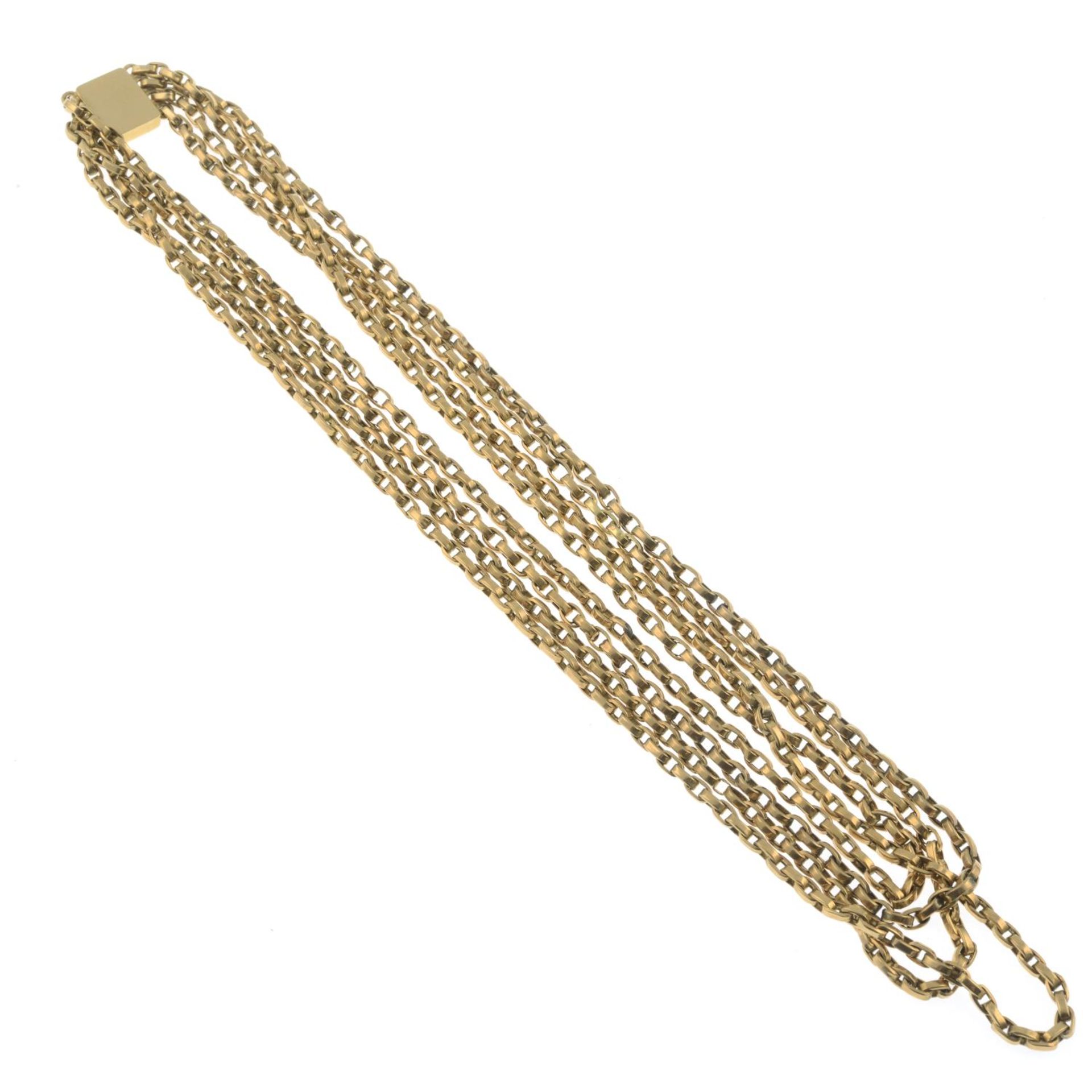 A four-row trace-link necklace, with push-piece clasp. - Image 2 of 2