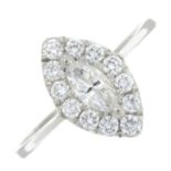 A vari-cut diamond cluster ring.Estimated total diamond weight 0.75ct,