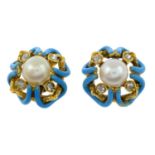 A pair of late 19th century gold cultured pearl,