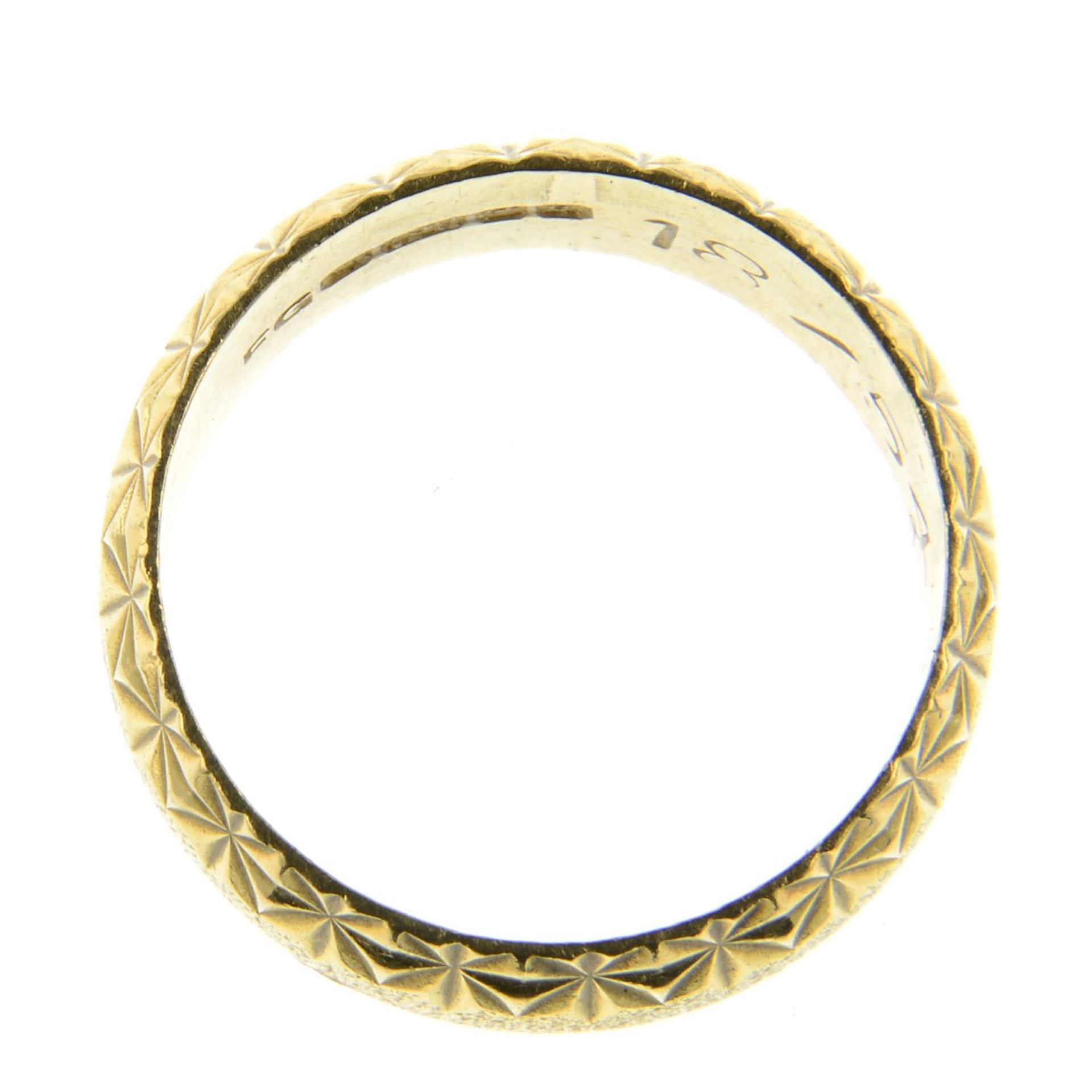 A 1970s 18ct gold textured band ring.Hallmarks for Birmingham, 1976.Ring size O. - Image 3 of 3